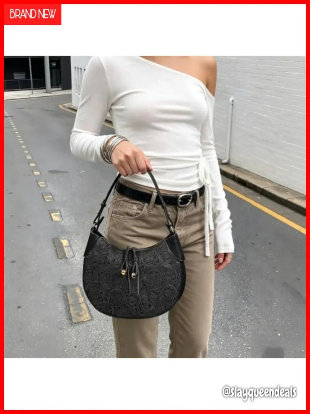 Vegan Leather Hobo Shoulder Bag Vintage Crescent Purse Women